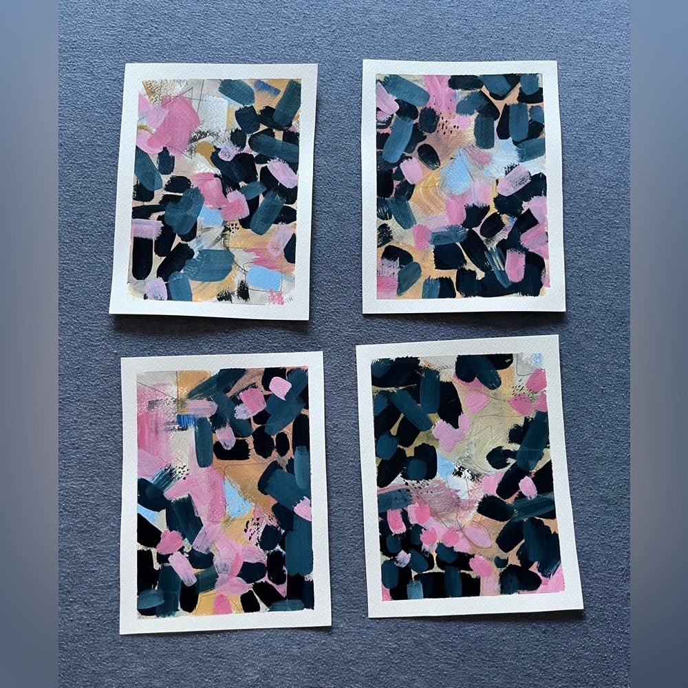 Hand Painted Abstract Art… Set of 4
